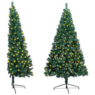 Vidaxl Umelý vianočný pol stromček s LED a stojanom,  zelený 150cm,  PVC