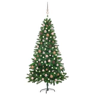 Vidaxl Umelý vianočný stromček s LED a súpravou gulí 180 cm zelený
