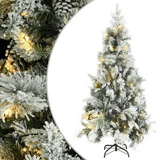Vidaxl Vianočný stromček s vločkami snehu LED a šiškami 225cm PVC a PE