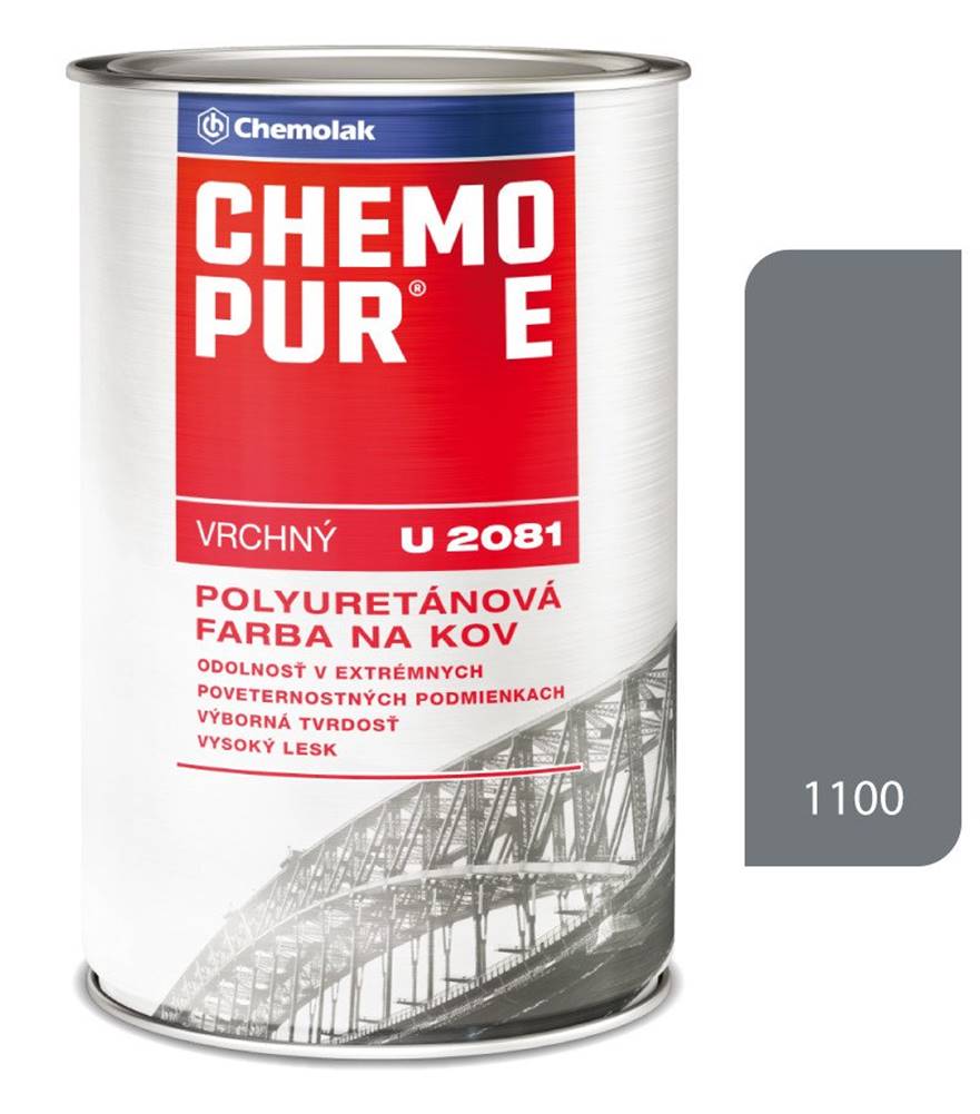 Chemolak  Chemopur E U2081 1100 šedá stredná 4L - vrchná polyuretánová farba na kov,  betón,  drevo značky Chemolak