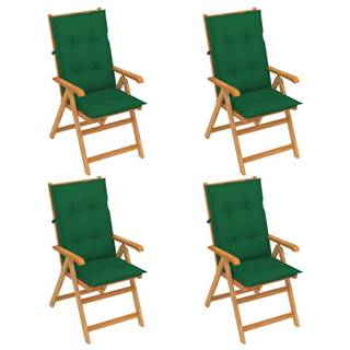 Petromila vidaXL Záhradné stoličky 4 ks so zelenými podložkami tíkový masív