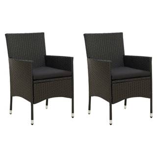 Vidaxl  Záhradné stoličky s podložkami 2 ks polyratan čierne značky Vidaxl