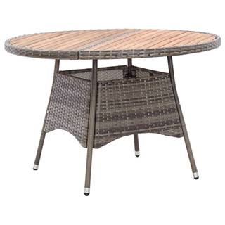 Vidaxl  Záhradný stôl,  sivý 115x74 cm,  polyratan a akáciové drevo značky Vidaxl