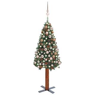 Vidaxl  Úzky vianočný stromček s LED a sadou gulí zelený 150 cm PVC značky Vidaxl