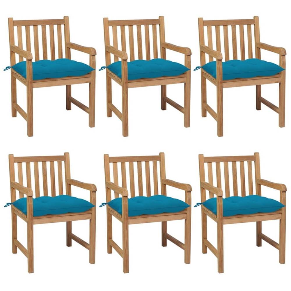 Vidaxl  Záhradné stoličky 6 ks so svetlomodrými podložkami tíkový masív značky Vidaxl