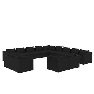 Vidaxl 13-dielna záhradná sedacia súprava s vankúšmi polyratan čierna
