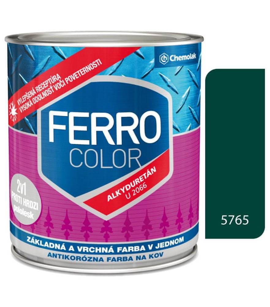 Chemolak  Ferro Color U2066 5765 tmavozelená 0, 3l pololesk - základná a vrchná farba na kov značky Chemolak