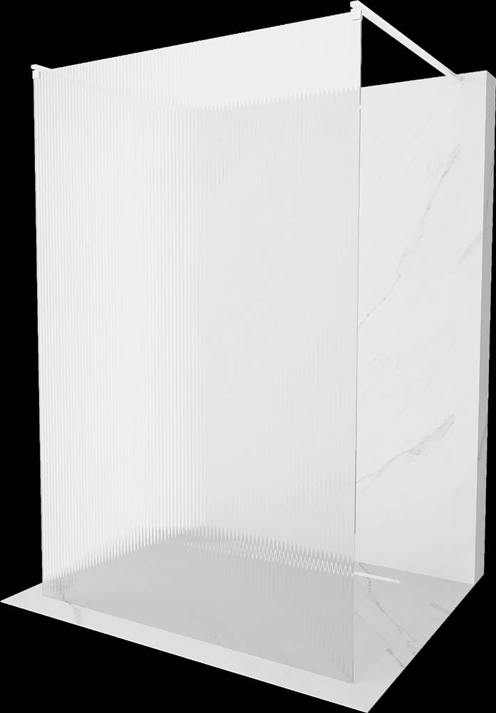 Mexen  Kioto,  sprchová zástena Walk-In 110 x 200 cm,  8mm sklo s rebrovým vzorom,  biela profil,  800-110-002-20-09 značky Mexen