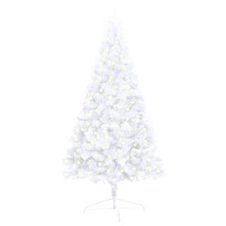 Vidaxl Umelý vianočný pol stromček s LED a stojanom,  biely 120 cm,  PVC