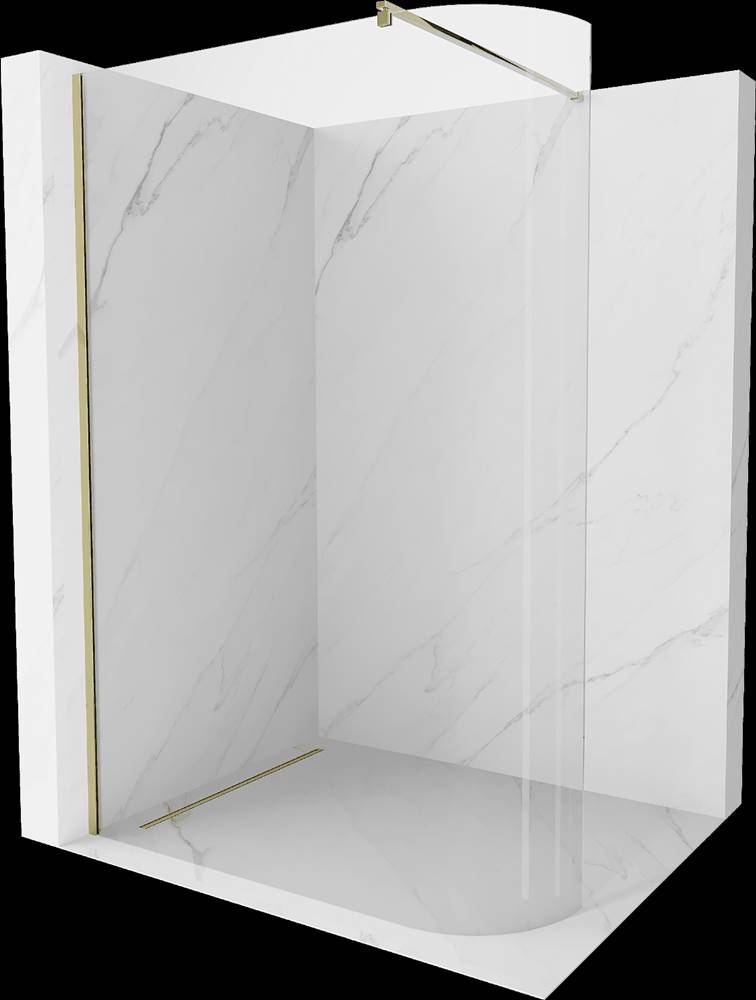Mexen  Kioto,  zaoblená sprchová zástena 120 x 200 cm,  8mm číre sklo,  zlatý profil,  800-120-101-50-06 značky Mexen