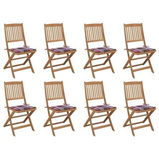 Vidaxl Skladacie vonkajšie stoličky s podložkami 8 ks akáciový masív