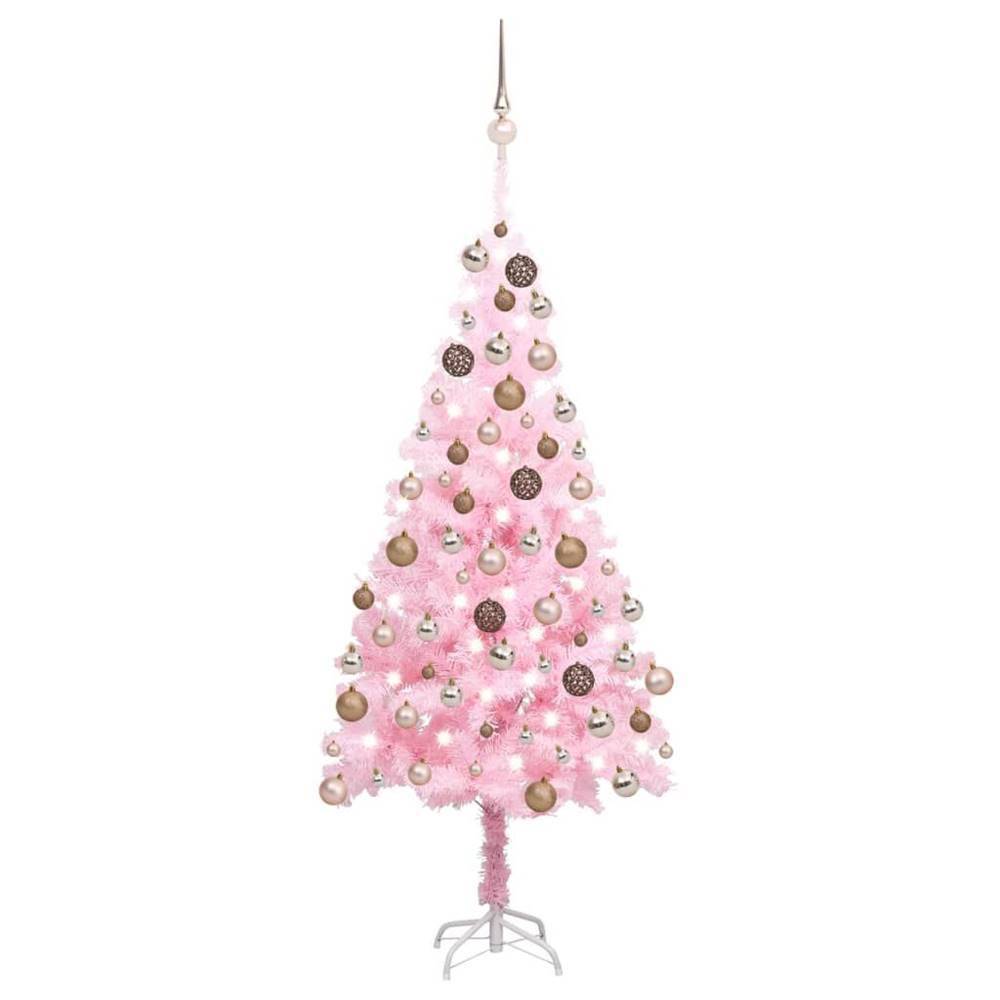 Vidaxl  Umelý vianočný stromček s LED a súpravou gulí ružový 180 cm PVC značky Vidaxl