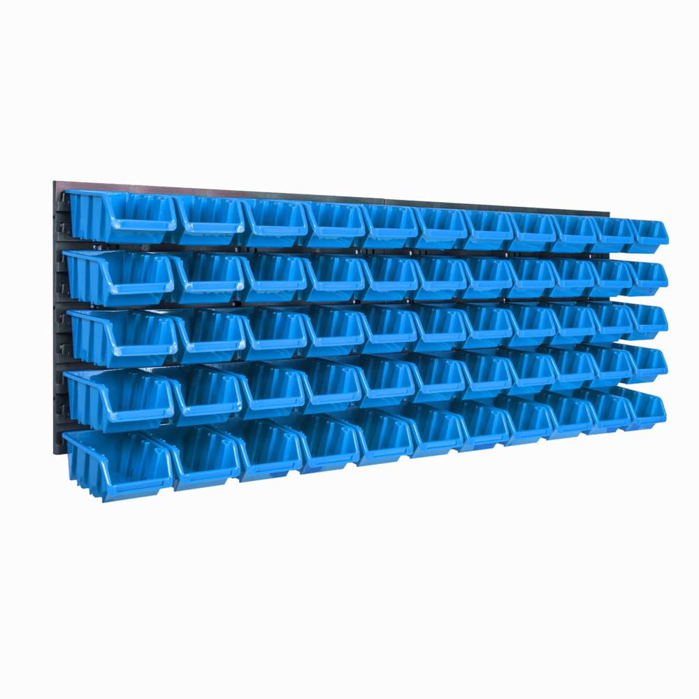 botle  Nástenný panel na náradie 115 x 39 cm s 55 ks. Krabic zavesené Modré Boxy Skladovací systém značky botle