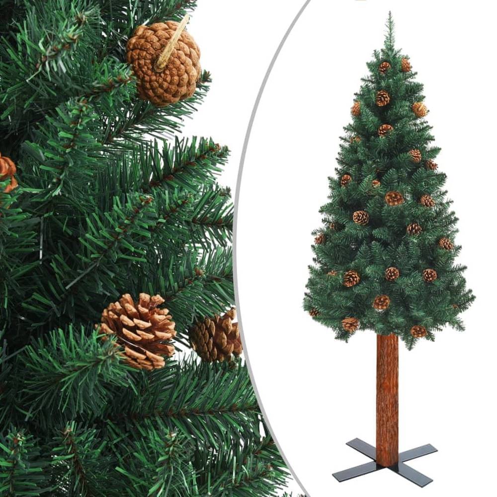 Vidaxl  Úzky vianočný stromček s pravým drevom a bielym snehom zelený 210 cm značky Vidaxl