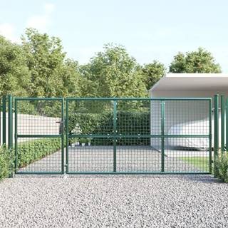 Vidaxl Záhradná brána so sieťoviny zelená 350x175 cm pozinkovaná oceľ