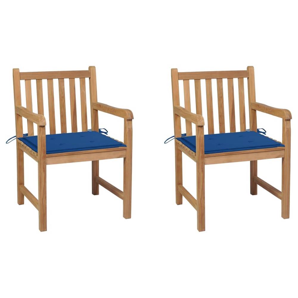 Vidaxl  Záhradné stoličky 2 ks kráľovsky-modré podložky teakový masív značky Vidaxl