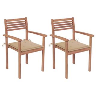 Vidaxl  Záhradné stoličky 2 ks béžové podložky teakový masív značky Vidaxl