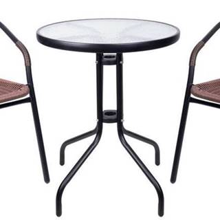 ST LEISURE EQUIPMENT Set balkónový ALESIA,  hnedý,  stôl 70x60 cm,  2x stolička 52x55x73 cm,  oceľ