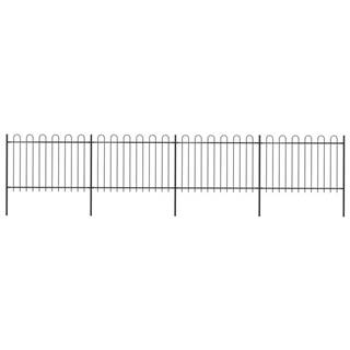 Vidaxl Záhradný plot s oblúkovým zakončením,  oceľ 6, 8x1, 2 m,  čierny