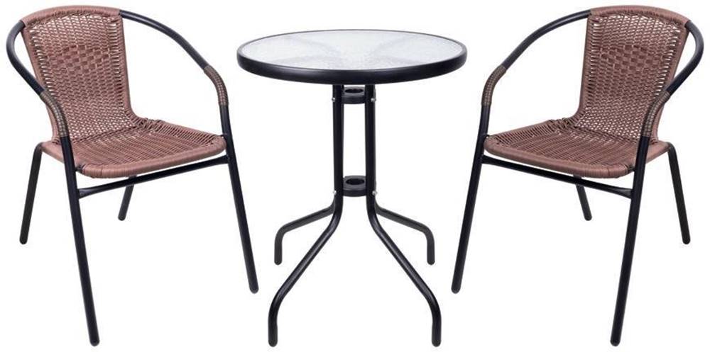 ST LEISURE EQUIPMENT  Set balkónový ALESIA,  hnedý,  stôl 70x60 cm,  2x stolička 52x55x73 cm,  oceľ značky ST LEISURE EQUIPMENT