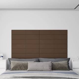 Vidaxl Nástenné panely 12 ks hnedé 90x15 cm látka 1, 62 m²