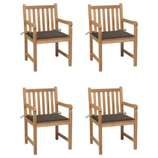Vidaxl  Záhradné stoličky 4 ks so sivohnedými podložkami teakový masív značky Vidaxl
