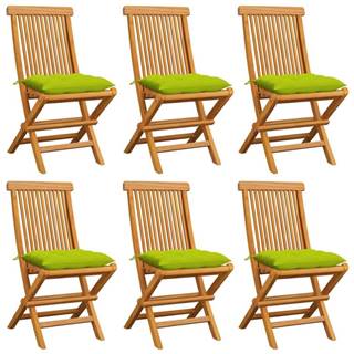 Vidaxl  Záhradné stoličky s jasnozelenými podložkami 6 ks tíkový masív značky Vidaxl