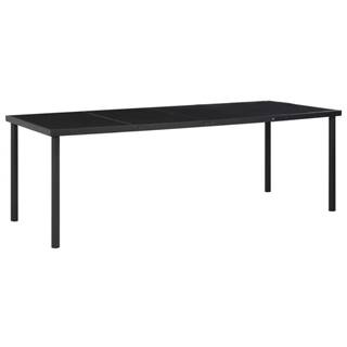 Vidaxl Záhradný stôl čierny 220x90x74, 5 cm oceľ a sklo