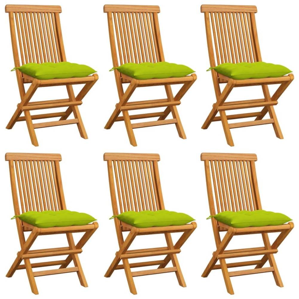 Vidaxl  Záhradné stoličky s jasnozelenými podložkami 6 ks tíkový masív značky Vidaxl