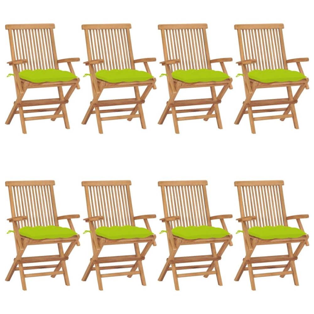 Vidaxl  Záhradné stoličky s jasnozelenými podložkami 8 ks tíkový masív značky Vidaxl