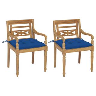 Vidaxl  Batavia stoličky 2 ks s modrými vankúšmi masívny teak značky Vidaxl