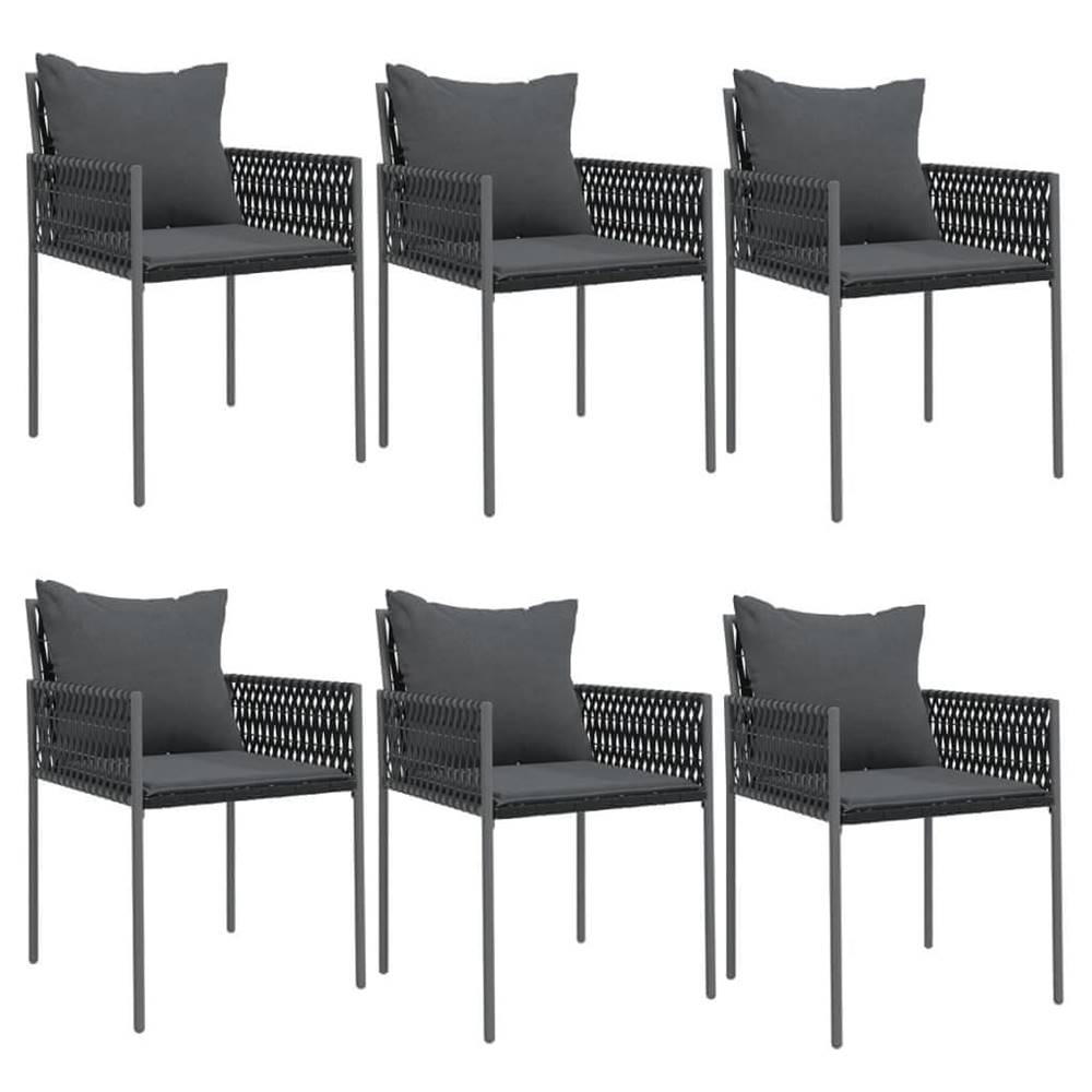 Vidaxl  Záhradné stoličky s vankúšmi 6 ks čierne 54x61x83 cm polyratan značky Vidaxl